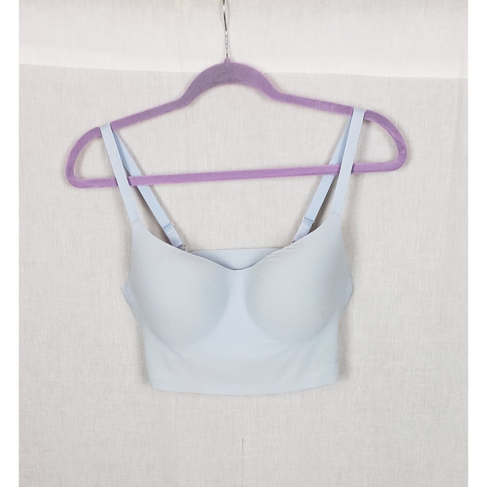 Victoria's Secret PINK Wireless Lightly Lined Bra Pale Blue Pink L/G Soft Girl